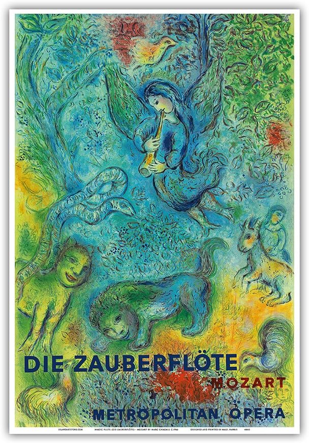 Die Zauberflöte (The Magic Flute) - Mozart - Metropolitan Opera - Vintage Concert Poster by Marc Chagall 1966 - Master Art Print - 13in x 19in
