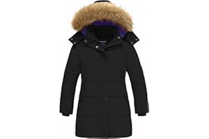 wantdo Girl's Winter Coat Long Puffer Jacket Fleece Parka with Hood Waterproof