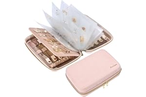 ProCase Large Travel Jewelry Organizer Case, Jewellry Home Storage Book Ring Binder with Clear Pockets for Presentation, Zipp