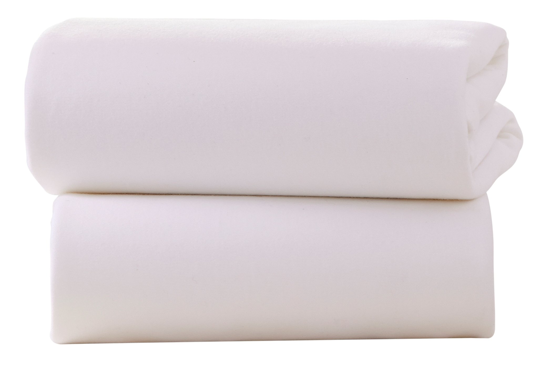 Clair de Lune Crib Cotton Jersey flat Sheets to fit moses 30 x 74cm, (Pack of 2, White)