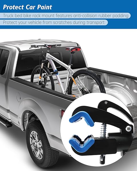 TRUCK BED BIKE RACK, PICKUP BED BIKE MOUNT FOR STANDARD PICKUP TRUCK WITH ANTI-COLLISION RUBBER PAD TO PROTECT THE PAINT SURFACE, NO REMOVE TIRE