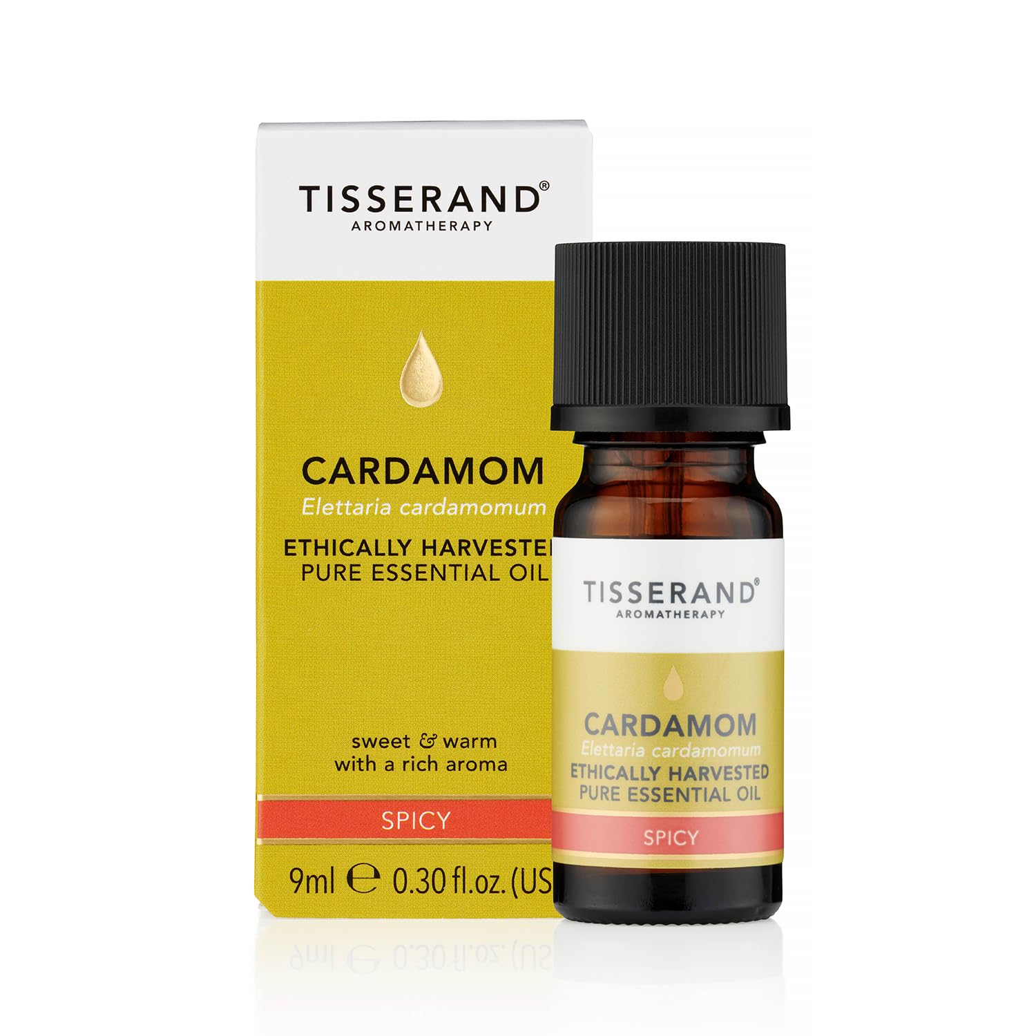 Tisserand - Ethically Harvested Cardamom Essential Oil, Massage Oil - Ethically Harvested Cardamom, Bath Oil, Aromatherapy Oil - 100% Pure and Natural Essential Oil - 9 ml