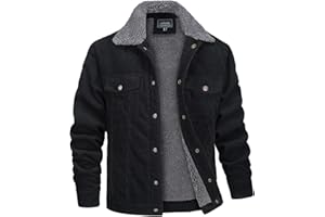 MAGNIVIT Men's Corduroy Fleece Cargo Jacket Winter Snap Button Lapel Sherpa Lined Trucker Cowboy Coat with 5 Pockets