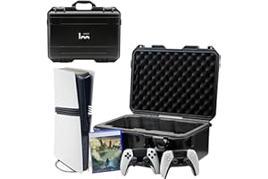 LUCK&LINK Hard Shell Travel Case Compatible with PlayStation 5 Pro Console, Controllers,Accessories-Waterproof PS5 Pro Carrying Case with Customized Foam for Both Standard and Digital Editions (FOR PS5 Pro)