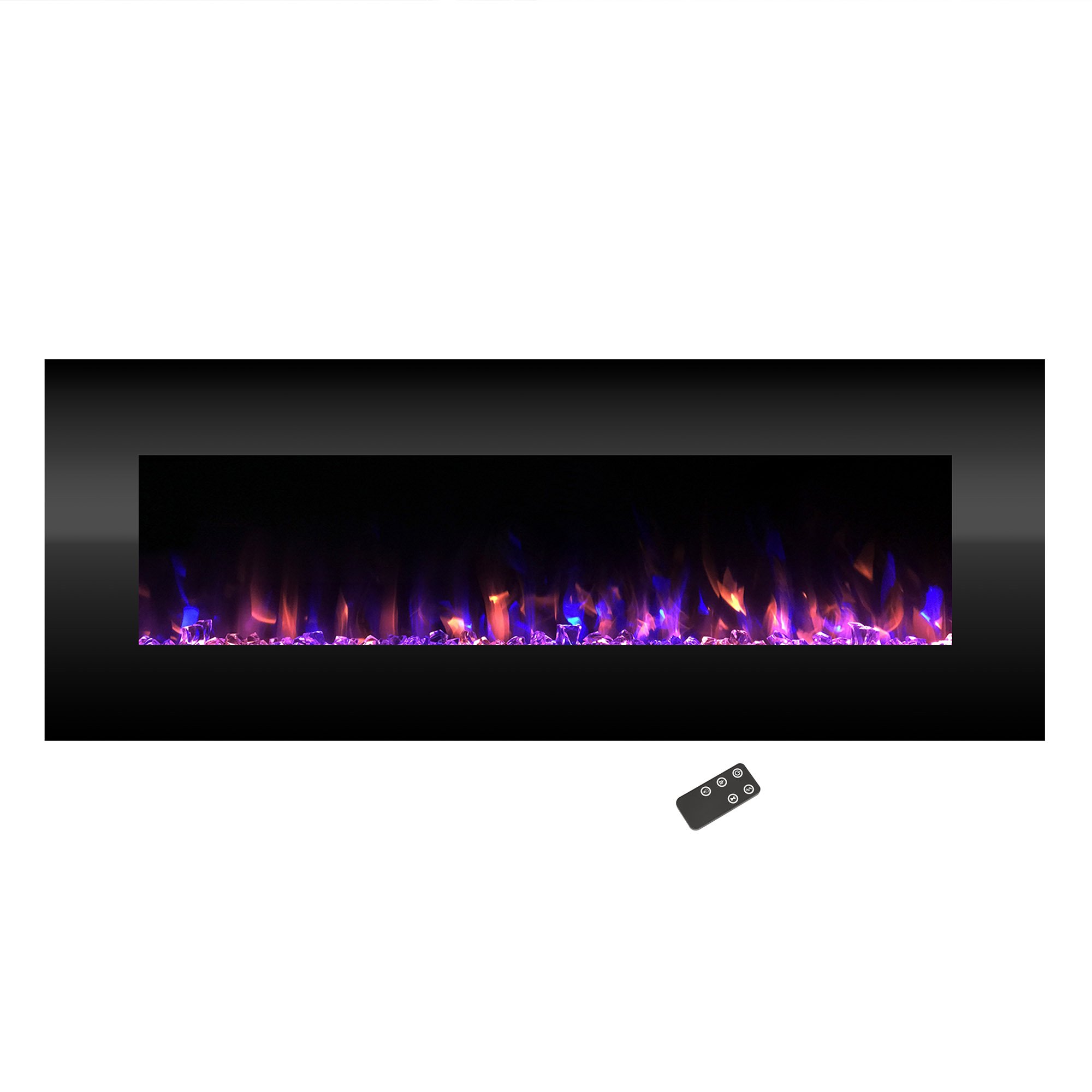 Photo 1 of **********TURNS ON PERFECTLY****** Northwest 54” Electric Fireplace-Wall Mounted Color Changing LED Fire and Ice Flames, NO Heat, Multiple Decorative Options and Remote Control, Black, (L) 54” x (W) 4.75” x (H) 20” (80-2000A-54-NH)