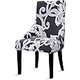 Liykimt Stretch Wingback Side Chair Slipcover-Accent Chair Cover Slipcover with Arm,Washable Upholstered Arm Dining Chair with Nailed Trim Protector for Dining Living Room Set of 1,Black/Gray