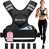 BAGAIL Adjustable Weighted Vest 4-10lb/12-18lb/20-32lb, Comfortable X-Shape & U-Neck Weight Vest for Women and Men Walking with 6 Removable Weights, Large Pocket and Reflective Strips