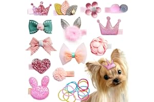 LCICLLY Dog Hair Clips Small Dog Hair Bows Cute Pet Grooming Accessories Alligator Clips Stay In Hair Barrettes Flower Crown Hairpin Topknot Pet Headdress Bowknot Yorkie Puppy Maltese Girls Dogs (Pink)