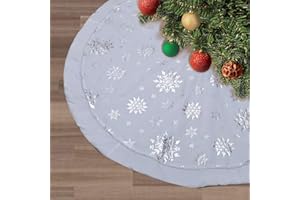 Flash World 48 Inch Large Christmas Tree Skirt Xmas Soft Cover Mat Decor Snowflake Collar Farmhouse Tree Skirt for Holiday Ornaments Party Home Indoor Decorations (White—Three Cotton Layer, 48INCH)