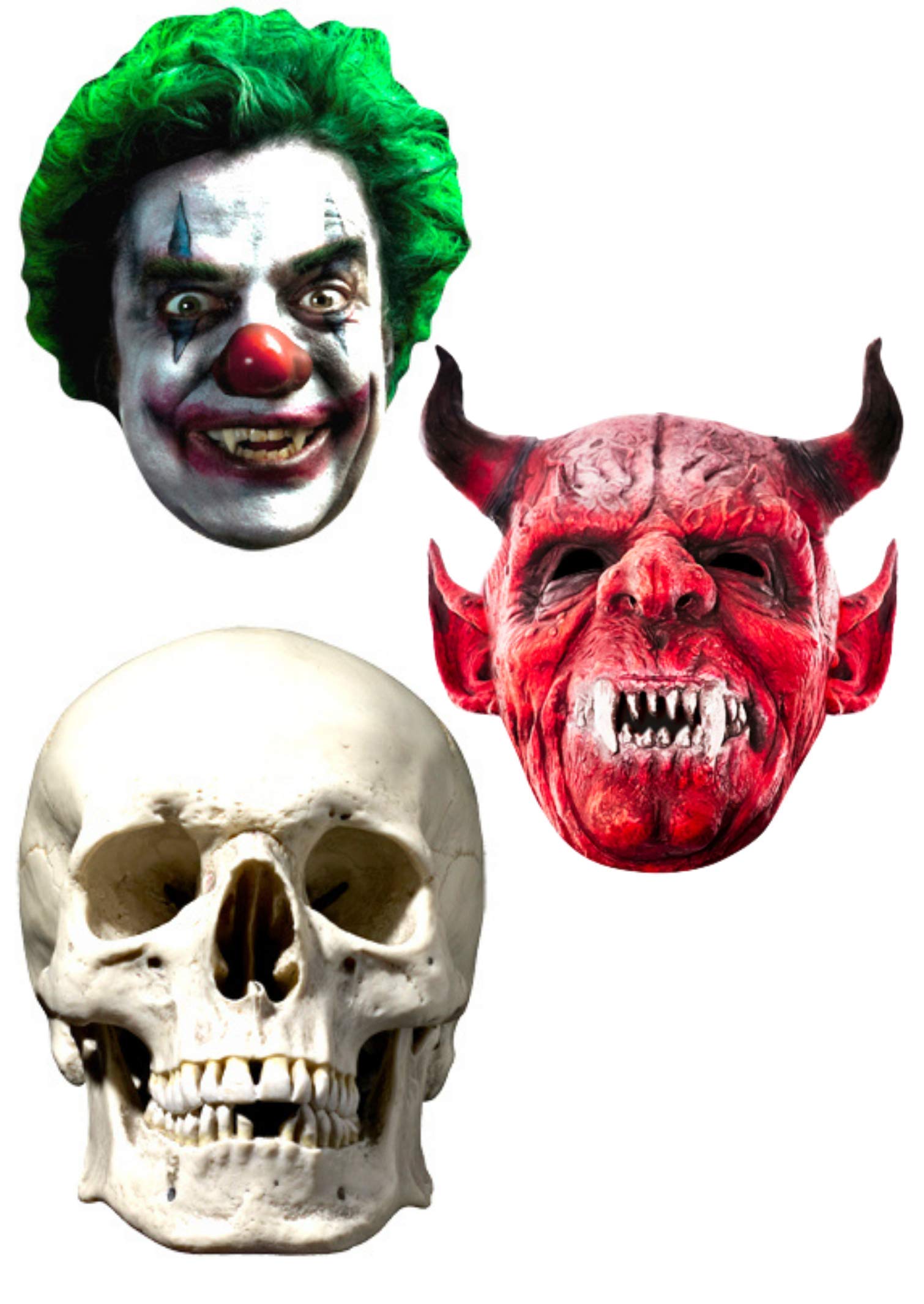 STAR CUTOUTS SMP441 Clown, Devil, Skull Face 8 Pack Talking Point for Parties Use as Masks, Decorations for Birthdays, Solid, Multicolour, Regular