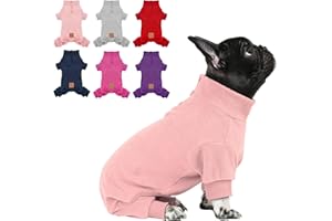 cyeollo Dog Pajamas Fleece Dog Pjs for Medium Dogs Onesie Stretchy Warm Winter Dog Cold Weather Coat Clothes Doggie Jumpsuit Dog Pajamas Outfits, Color Pink