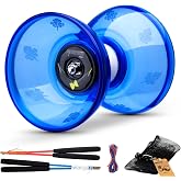 MAGICYOYO 4" Small Size Diabolo Yoyo for Kids with Pro Triple Bearing- Blue | Chinese Yoyo Toy with 2 Pairs Carbon Sticks+ 2 Extra Strings +1 Net Bag, High Performance Diabolo Yoyo Diabolo Toy (Blue)
