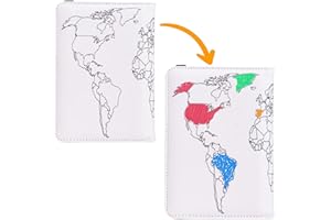 TIP PERK Paint-Over World Map Passport Holder - RFID Blocking Passport Cover & Vaccine Card Holder Combo, Passport Wallet, Passport Case, Passport Book Holder, Airport Travel Accessories, Pasaporte Case