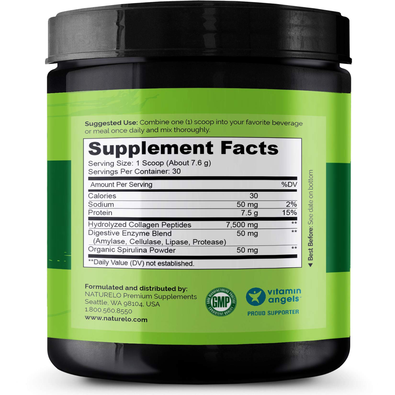 NATURELO Collagen Peptides Powder Best Supplement for Skin, Hair