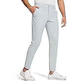 SERAMY Men's Golf Dress Pants 30" Inseam Stretch Skinny Tapered Lightweight Breathable Chino Trousers with Pockets for Casual Work Light Grey 38