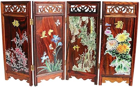 Amazon Co Jp Fityle 手作り 1 6 ミニチュア 家具 ローズウッド 中国 4パネル 折りたたみスクリーン 誕生日 結婚式 ギフト おもちゃ