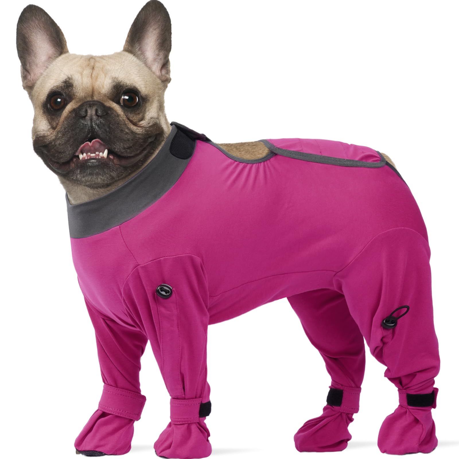 Photo 1 of ROZKITCH Dog Recovery Suit After Surgery, Prevent Licking & Shedding, Dog E-Collar Alternative Four-Sleeve with Adjustable Leg Straps & Belly Access, Post-Surgery Bodysuit for Medium Dogs Rosered M