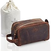 King Size Premium Leather Travel Toiletry Bag for Men and Women - Water-Resistant Dopp Kit - Mens Bathroom Bag, Shaving & Cosmetic Organizer - Toiletry Bag, Travel Bag Leather, Unisex Use