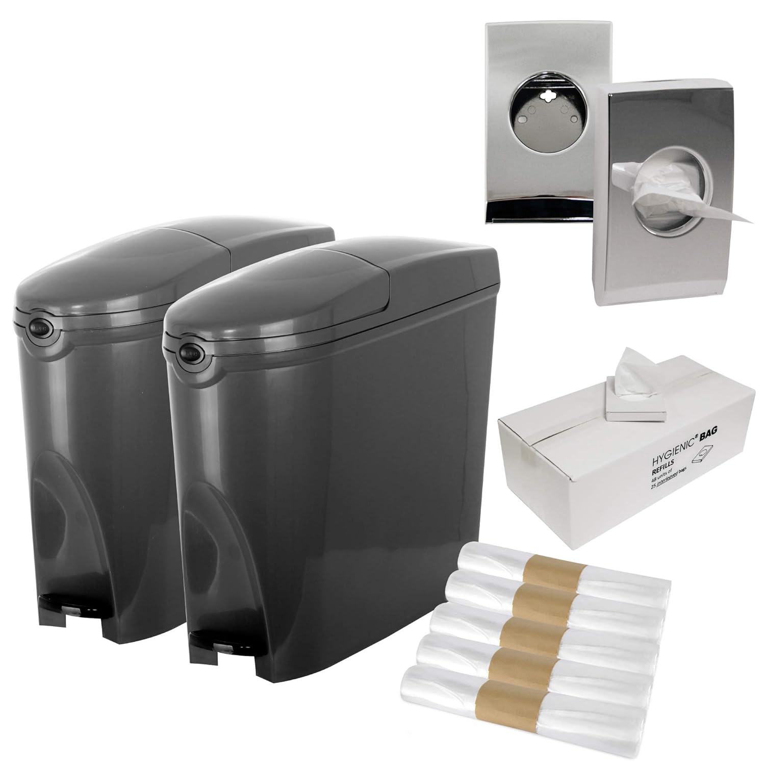 AIRSENZ Professional Grade Sanitary Bin Set 2 x Large 20 Litre