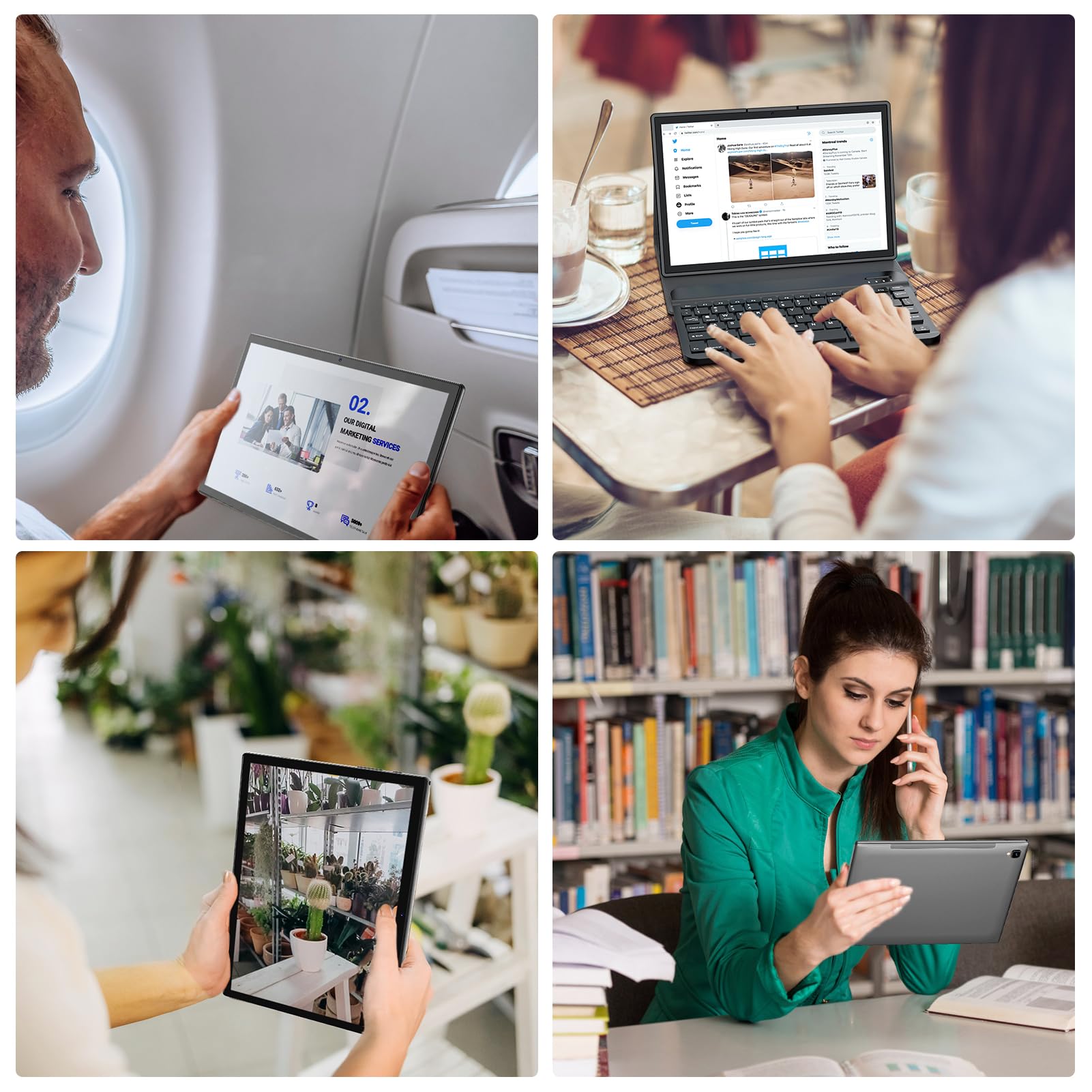 Android Tablet with Keyboard,10 inch Android 14 Tablets, 12GB RAM 128GB ROM, 1TB Expand, 8000mAh, 2.4G/5G WiFi, Bluetooth, GMS Certified, with Case, Mouse, Stylus Tablet PC (Black Case)