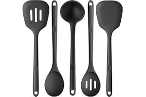 13.6" Silicone Kitchen Utensil Set: U-Taste 600℉ Heat Resistant Cooking Gadgets, BPA Free Dishwasher Safe Solid & Slotted Tur