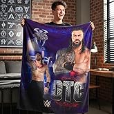 WWE Roman Reigns Main Event Champions Bedding Super Soft Throw Blanket, 46 in x 60 in, (Official Licensed Product) by Franco Collectibles