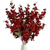 INSUNSIX 6PCS 35.43'' Red Delphinium Artificial Flower Faux Larkspur Silk Flowers Long Stem Blossoms Flowers for Tall Vase Floral Arrangements Home Table Wedding Decor(Red)