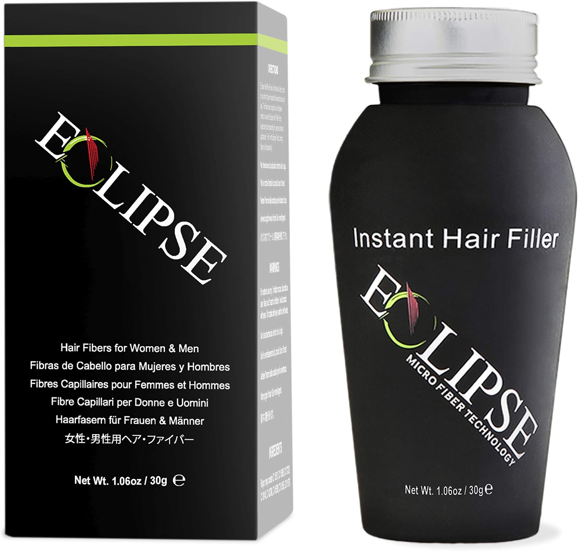ECLIPSE Hair Fibers Grey for Thinning Hair for Women & Men to Conceal Hair Loss in 15 Seconds - 100% Undetectable Hair Building Fibers, 30g