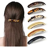 ANBALA 6 Pcs Hair Barrettes for Women French Barrettes for Women Thin Thick Hair, 3 Inch Tortoise Shell Acetate Barrette Clip, 6 Colors