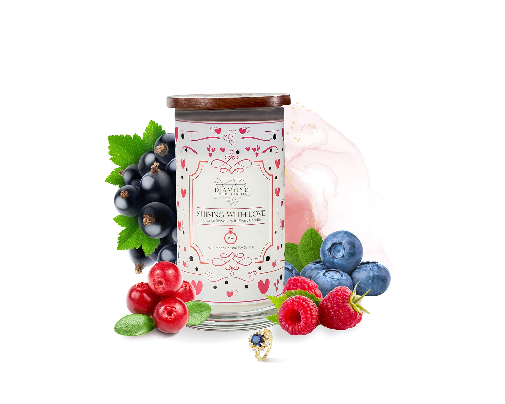 Diamond Empire Shining with Love Candle with Surprise Jewellery Inside (Surprise Jewelry Valued up to £2,500) 2 Wick Candle (Burn up to 120 H) (Rings, N/O)