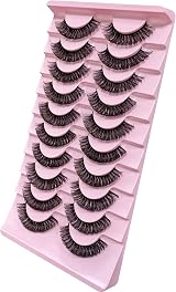 CNMTCCO False Eyelashes 10 Pairs Russian Strip Lashes D Curl Wispy Dense Faux view 5