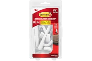 Command Large Utility Hooks, Holds up to 5 lb, 14 Hooks and 16 Command Strips, Damage-Free Hanging Wall Hooks with Adhesive Strips, No Tools Adhesive Hooks for Hanging Christmas Decorations