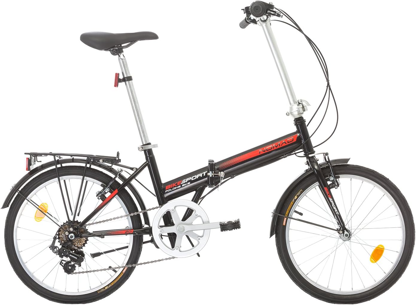 NOMAD 20 Zoll Herren Damen Klapprad Faltrad Fahrrad Shimano 6 GANG (Schwarz)