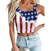 American Flag Crop Tank Tops Women Patriotic 4th of July USA Flag Sleeveless T Shirt Summer Tee Tops