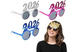 HEALLILY New Year Eve 2026 Glasses: 4Pcs Funny Number Eyeglasses for Celebration Photo Props Lightweight Plastic Assorted Colors