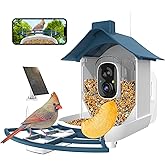 Bird Feeder with Camera,Smart Bird Feeder Camera with AI Identify Instant Notifications,FHD Live View,Birds Watching Camera with Solar Panel in Backyard,Ideal Gift for Family and Birds Lover,Navy Blue