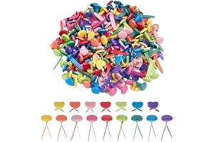 CRAFTYMELODY Lot de 200 attaches parisiennes en fer, 2 styles, attaches en fer colorées, attaches en métal, mini attaches par