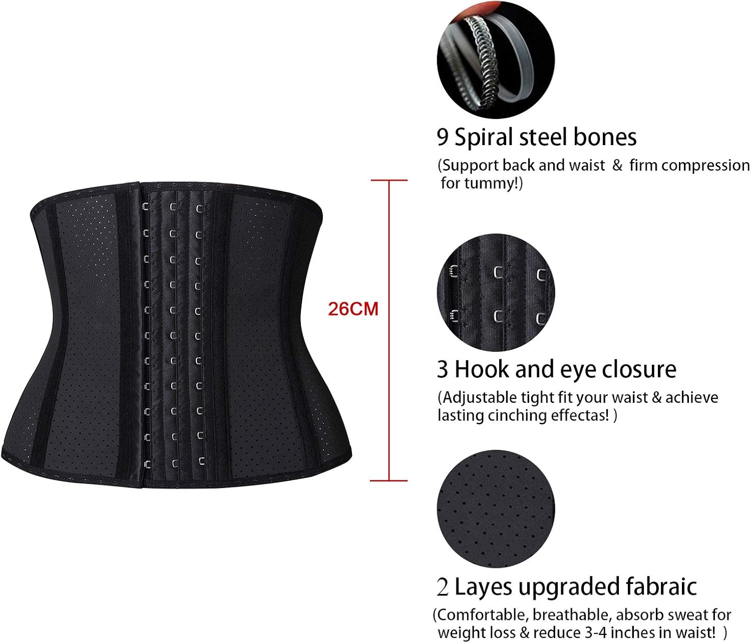 YIANNA Short Torso Waist Trainer Corset for Weight Loss Underbust Sports Workout Hourglass Body Shaper at  Women’s Clothing store