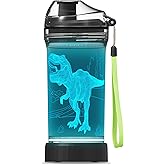 YuanDian Light Up Kids Water Bottle with 3D Dinosaur Tyrannosaurus Rex Design- 14 OZ Tritan BPA Free - Cool Drinking Cups Gift for School Kids Boy Girl Child Christmas Holiday