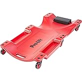 Pro Lift Mechanic Plastic Creeper 40 Inch - Blow Molded Ergonomic HDPE Body with Padded Headrest & Dual Tool Trays - 350 Lbs