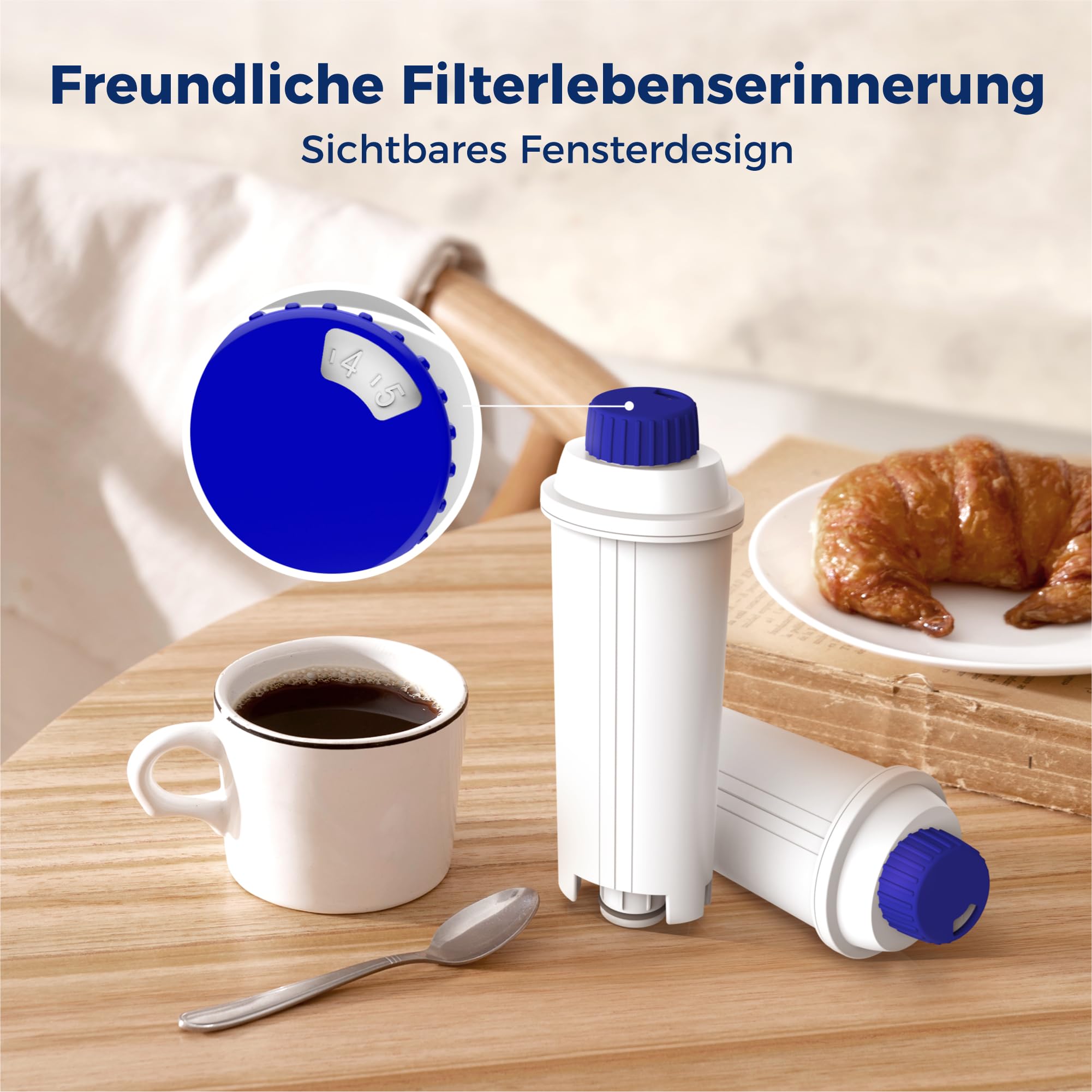Waterdrop Filterkartuschen, Ersatz für De'Longhi® Wasserfilter DLSC002, Kompatibel mit De'Longhi® Magnifica® S, Eletta® Explorer, Dinamica® und ECAM-Serie, Kaffeeautomat und Espressomaschine (6) 5