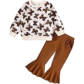 Toddler Girl Clothes Fall Winter Baby Outfits Cute Butterflies Print Sweatshirt + Flared Pants Set 2 Piece 1-6 Years