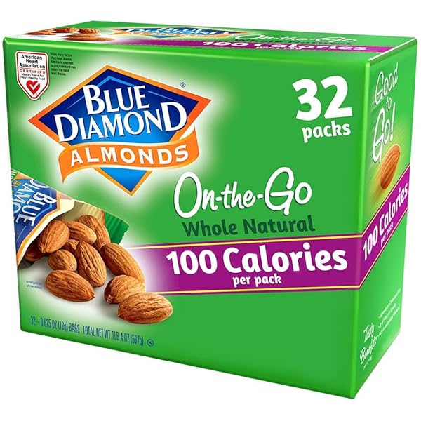 BLUE DIAMOND ALMONDS WHOLE NATURAL RAW SNACK NUTS, 100 CALORIE TRAVEL BAGS, 32 COUNT