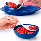 Vive Spill-Proof Scoop Plate &amp; Bowl (2 Pack) - Dish with Wall for Disabled | Handicapped, Elderly Adults with Parkinsons, Dementia, Alzheimers, Stroke, Tremors - Adaptive Aid &amp; Senior Must Have