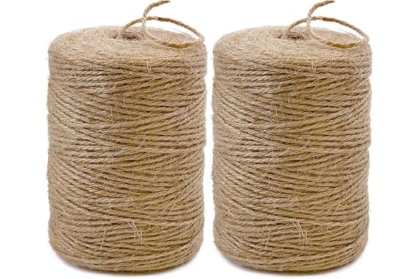 PerkDecor 2Pack 2mm Natural Jute Twine String 1600 Feet Long Twine String for Crafting Gardening Gift Wrapping Macrame DIY Home Decor (Brown-800Feet/Roll)