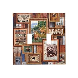 Rustic Lodge Bear Deer Double Toggle Light Switch