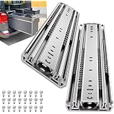 SLIDEWAY 500Lbs Heavy Duty Drawer Slides 16" Full Extension Long Rails | 1 Pair 16-60 Inch Ball Bearing Side Mount Sliding Rails,Cabinet Runners Tracks Tool Box Glides for RV,Industrial (76mm Wide)