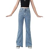 Floerns Girls Casual Denim Pants High Waist Flare Leg Jeans with Pocket