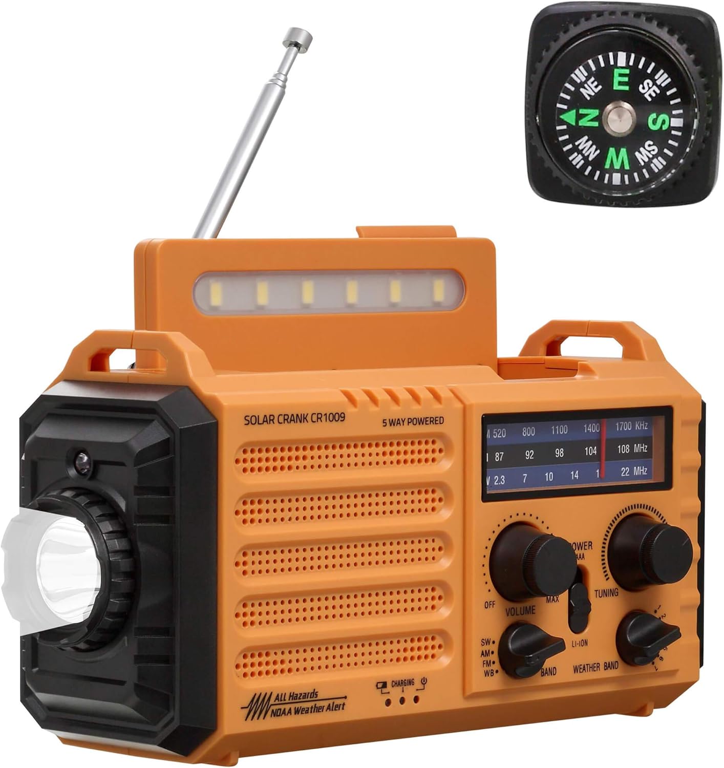 NOAA Weather Radio,Emergency Portable Weather Alert Radio,AM/FM/Shortwave Weather Radio NOAA Alert,Solar/Hand Crank/Rechargeable Battery/AC Plug Powered,USB Phone Charger,LED Flashlight/Reading Lamp: Electronics