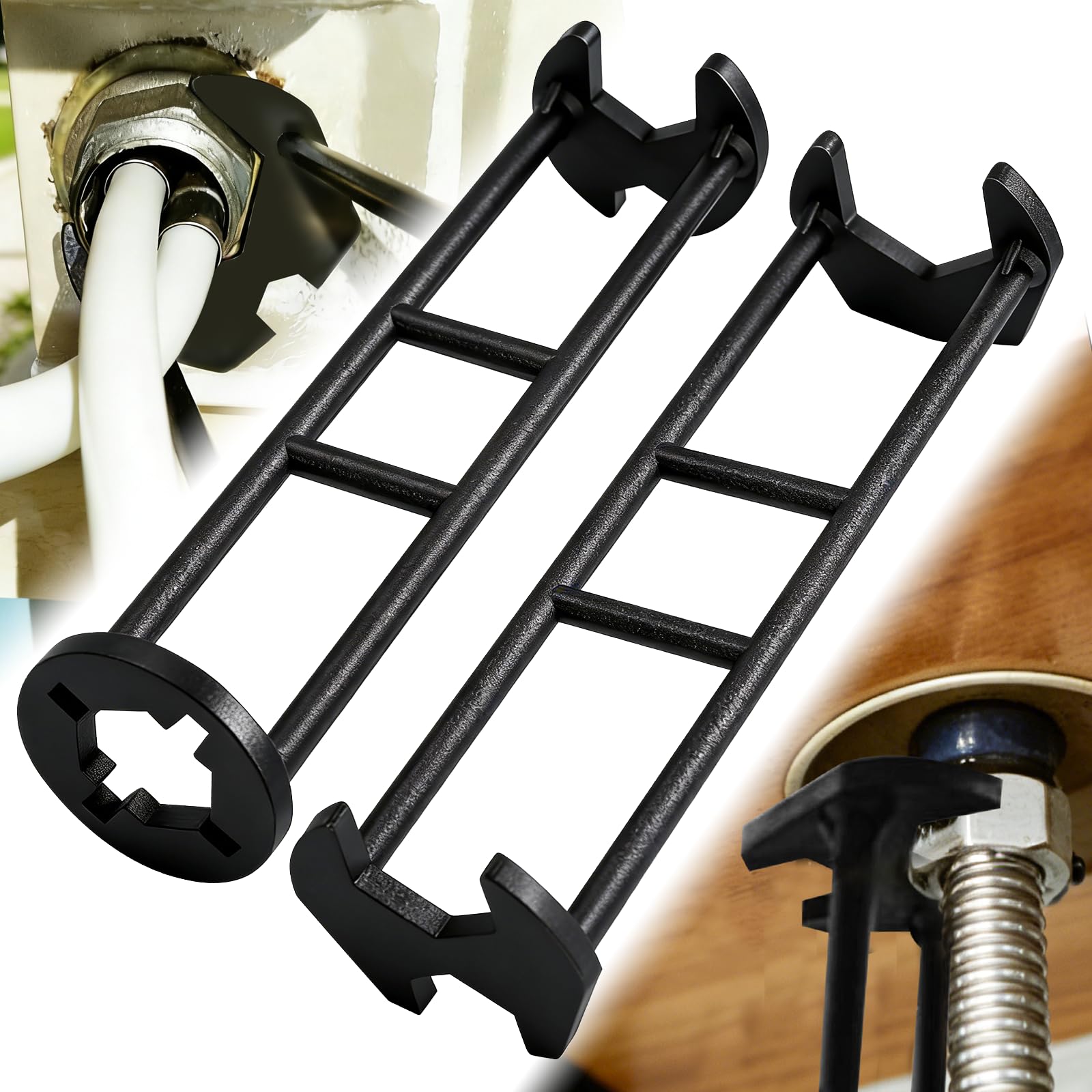 Photo 1 of 2-Pack Multifunctional Sink Wrench Set - Compact Basin Faucet Tools for Tight Spaces | Essential Plumbing Solutions for Kitchen & Bathroom | Portable Installation Tools for Homeowners
